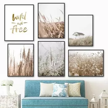 Рид пшеницы трава цитаты растения стены книги по искусству холст картины плакаты на скандинавскую тему и принты настенные панно для гостиной домашний декор 21cm30cm NoFrame