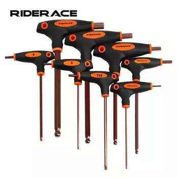 RIDERACE велосипедный шестигранный ключ-ключ ручной ремонтный инструмент Т-образная рукоятка 2.5/3/4/5/6/8/10 мм T25 S2 стальной шарообразный внутренний шестигранный гаечный ключ