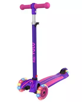 RideVOLO Kick Scooter Kids Kickboard Kick Skater Girls Трехколесный велосипед с 3 уровнями регулировки высоты, светящиеся светодиодные шины, грузоподъемность 50 кг, подходит для использования на открытом воздухе