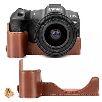 Rieibi Canon EOS R8 eos r8 камера eos r8 корпус из искусственной кожи, половина камеры может быть установлена на можно открывать и закрывать защищает доступный в 4 PU