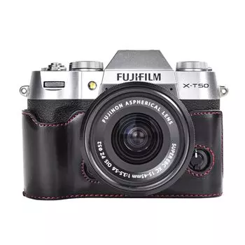 Rieibi XT50 Handmade PU Leather Half Case Bag Cover Bottom Open Version для Fujifilm Digital Protective Grip Camera Case для XT50 X-T50 / Case,