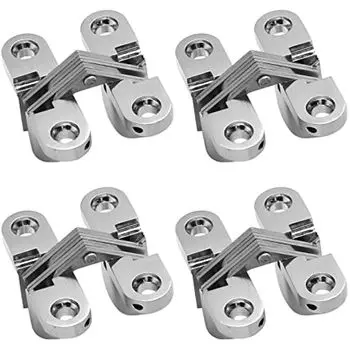 Rierdge 1-3/4 скрытая петля из нержавеющей стали, 180 градусов, невидимые крестовые петли для двери кухонного шкафа, безрамная скрытая петля с винтами, 4 шт. A