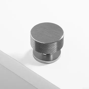 Рифлеванная мебельная ручка-кнопка круглая ручка для двери простая мебельная ручка фурнитура серебряный