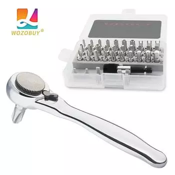 Right Angle Screwdriver 32/39Pcs 1/4 Inch Mini Ratchet Wrench Set Low Profile Offset Screwdriver Bit Set 72 Teeth Ratchet Wrench
