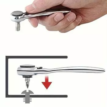 Отвертка под прямым углом 32 предмета 1/4 дюйма Мини-набор с трещоткой Низкопрофильный смещенный набор бит с храповым ключом на 72 зуба Короткая трещотка 32-1