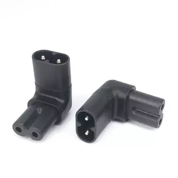 Right Angled C7 Female AC Power Adapter Conversion Plug C7 Female To C8 Male AC Power Converter white-UP Down Angle