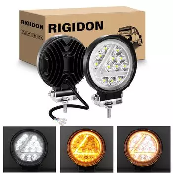 RIGIDON 2 шт. 36 Вт светодиодные противотуманные фары 4 дюйма, белые, янтарные светодиодные фонари для грузовика, морской лодки, пикапа, квадроцикла, UTV, 4X4WD, вилочного погрузчика, внедорожника