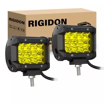 RIGIDON 2Pcs Amber LED Light Bar 4 Inch 36W Triple Low Spot Waterproof Offroad Light Bar for ATV SUV Boat Truck Pickup 4x4 Car LED Work Light