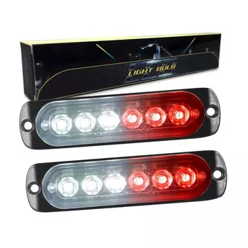 RIGIDON 2шт 11см стробоскоп светодиодный светодиодный светильник 18Вт 12-24В 6LED мигающая лампа (Белый Красный) Вспомогательный свет