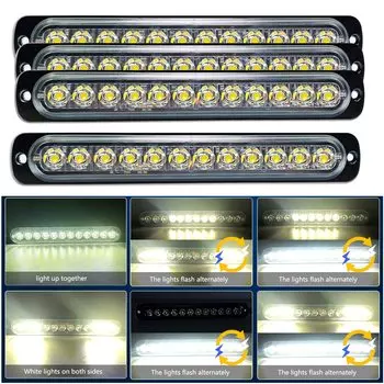 RIGIDON 4pcs 19cm Strobe Light LED LED Light 18W 12-24V 12LED Flashing Lamp (White) Auxiliary Light