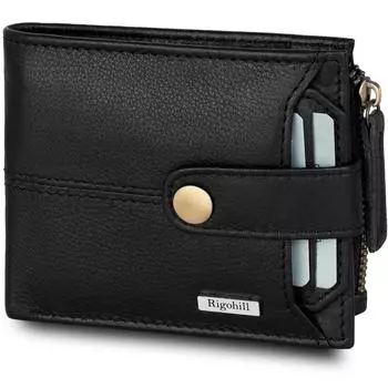RIGOHILL Doger Черный мужской кожаный кошелек | Кожаный кошелек для мужчин | Мужской кошелек RFID