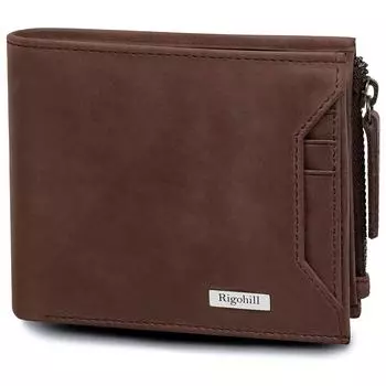 RIGOHILL Куба-коричневый кожаный мужской кошелек | Мужской кошелек с RFID-блокировкой | Кошельки Мужские Кожаные