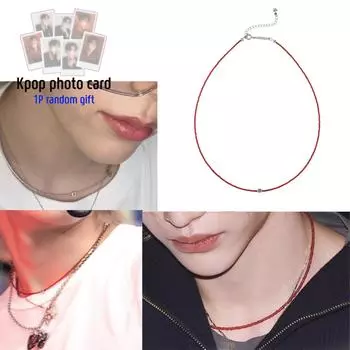 [RIIZE WonBin Style] Серебряное ожерелье «Падающая звезда» / Серебро 925 пробы S красный