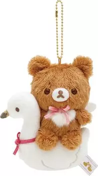 Rilakkuma and the Golden Hanging Plush Toys Koguma and MF86601 San-X Swan Flower Chai-Roi Swan-san