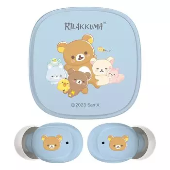Rilakkuma полностью беспроводные наушники новейшие Bluetooth IPX4 водонепроницаемые SBC AAC кодек совместимый SX-BS75 (синий) 5.3 [Подарок/Представление/Милый/Пастельный