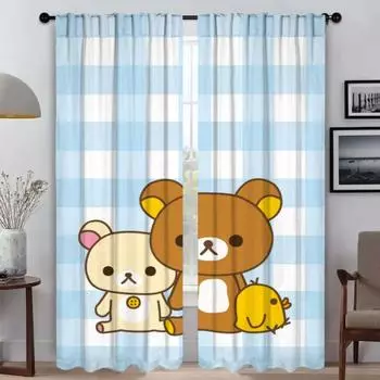Rilakkumas Curtains for Living Room Curtain Partition Tulle for Bedroom Kitchen Curtains 2 Pieces Halloween Decoration Shades W50xH70cmx2pcs-CL