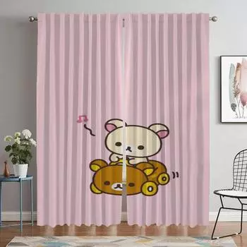 Rilakkumas Kitchen Curtains 2 Pieces Blackout Curtain for Room 2 Panel Home Interior Curtains Partition Halloween Decoration W50xH70cmx2pcs-CL