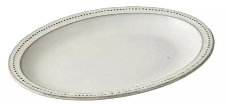 Rim dot plate L black clay milky white 30304