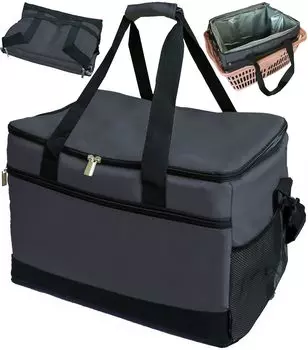 RIMINA Кулер Изолированный Большой Мягкий Кулер Зарегистрированный Корзина Бесплатная Темно-Серая Сумка, Сумка, 35L, Емкость, Сумка, Сумка, Складная, Охлаждающая, Стоящая,
