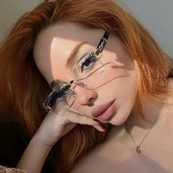 Rimless Glasses Women Rectangle Glasses Men Metal Frameless Business Glasses Gradient Colors