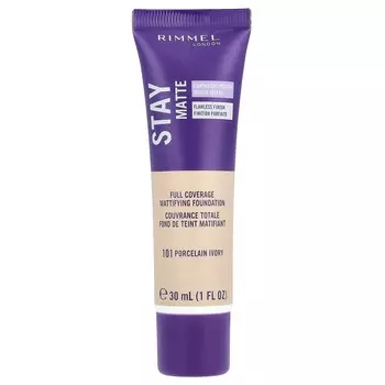 Rimmel London, Stay Matte, матирующая основа с полным покрытием, 101 Porcelain Ivory, 1 жидкая унция (30 мл)
