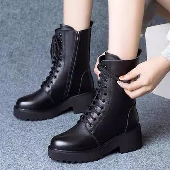Rimocy, ботильоны на квадратном каблуке со шнуровкой для женщин, женские ботильоны на платформе и молнии, зимняя женская обувь из искусственной кожи 41 41