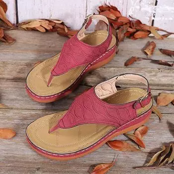 Rimocy модные сандалии на танкетке с застежкой на носок, женские летние сандалии на платформе в Риме, Sandalias Mujer, большие размеры 43, пляжная обувь на толстой подошве, женская обувь 36