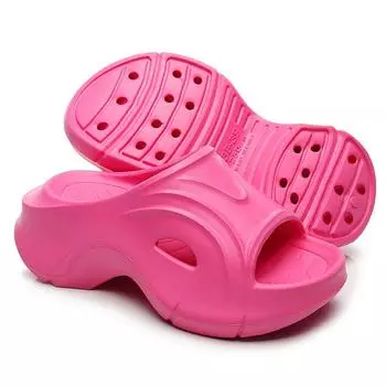 Rimocy/женские шлепанцы на массивной платформе, лето 2024, сандалии на танкетке, женские модные нескользящие пляжные туфли на толстой подошве, шлепанцы 36-37 чёрный