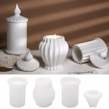 Римская колонна полосатая банка для свечей силиконовая форма с крышкой европейский стиль гипсовый цемент чашки формы ваза для цветов смоляная форма домашний декор