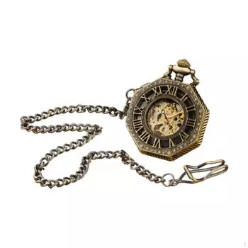 Римские цифры Весы Винтажные карманные часы Изящная гравировка, модный аксессуар, с цепочкой, для коричневый