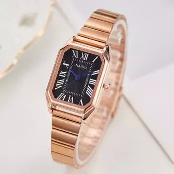 Римские надписи Маленький квадратный сетчатый ремень Ремень Часы с плетеным сетчатым ремнем Модные женские часы Лесные кварцевые часы Женские часы