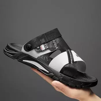 Римские сандалии летние новые нескользящие и износостойкие двухслойные дышащие классные тапочки мужские повседневные пляжные туфли для отдыха на природе 39