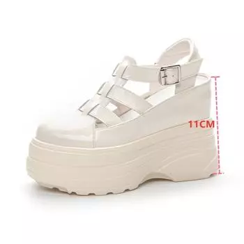 Римские сандалии на платформе, женские сандалии на высоком каблуке, женские сандалии с закрытым носком и внутренним увеличением, женские сандалии 33 бежевый