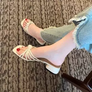 Римские сандалии Сандалии Тапочки Туфли на толстом каблуке Женские туфли 35 чёрный