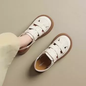 Римские сандалии женские 2024 новые летние две носимые сандалии с открытым носком и толстой подошвой, полутапочки для отдыха на пляже 35