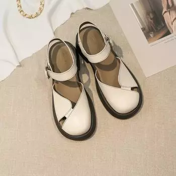 Римские сандалии женские летние на толстой подошве дышащие 2024 новое усиление слово с сумкой головка полая мода с юбкой сандалии 37