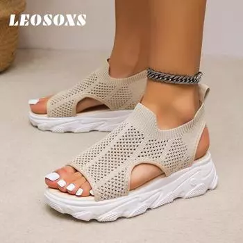 Римские толстые женские крутые ботинки, сандалии, женская обувь на сетчатой подкладке, новинка 2022 года, летние новые спортивные сандалии для бега, женская обувь больших размеров 35-42 42 белый