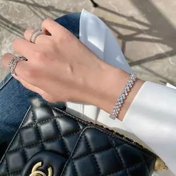 Римский браслет ins нишевый дизайнерский имитация муассанита, полный бриллиантов, легкий роскошный модный браслет, женский браслет с подарочной коробкой