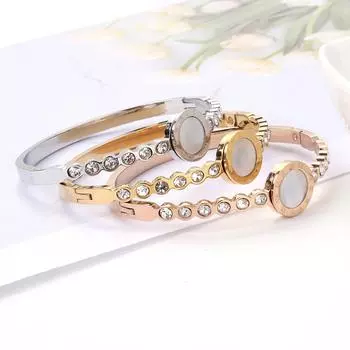 Римский браслет женский титановый стальной браслет с пряжкой для карточек 18-каратного золота, инкрустированный вермикулитом, ювелирные изделия