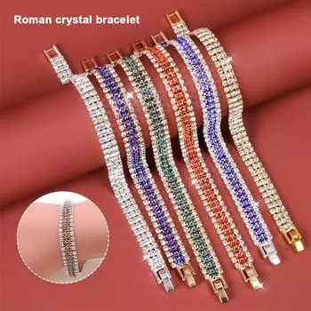 Римский хрустальный браслет женский золотой коготь цепочка элегантный модный женский браслет ювелирные изделия аксессуары #468603 серебряный/красный