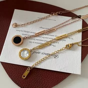 Римское ожерелье с подвеской, легкая роскошная нишевая цепочка для свитера, простая, высокая чувствительность, не выцветает, титановая стальная ключичная цепочка