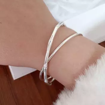 Ring Bamboo Joint Silver Bracelet Female Sterling Silver 9999 Accessible Luxury Niche Accessories Solid Pure Silver Bracelet Birthday Girlfriend Gift Double ring bamboo 58 ring mouth (about 26g)