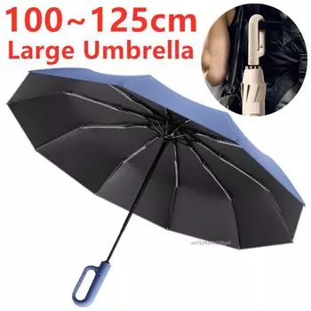 Полностью автоматический зонт с пряжкой и кольцом, защита от солнца для мужчин, складной 105/125 см, очень большой, прочный, женский зонт от солнца