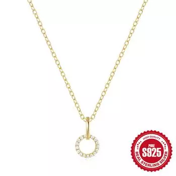 Ring Necklace Women S Simple Light Luxury Interlocking Micro-Inlaid Zircon Clavicle Chain Tide S925 Sterling Silver Necklace 925 silver золотой