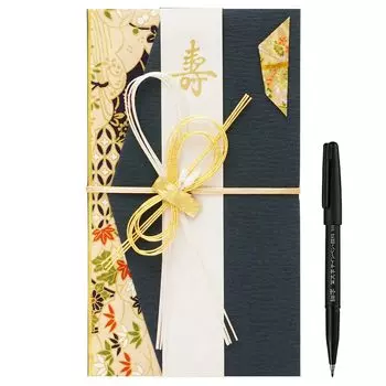 RingLeaf Готовый к использованию подарочный пакет с ручкой-кистью Японский современный японский подарочный пакет Свадебный подарочный пакет Mizuhiki Внутренний пакет Полоска бумаги Ручка-кисть За йен