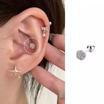 Ringring Store 999 Sterling Silver Stud Earrings Ear-Caring Fancy Accessible Luxury Ear Bone Stud Star Earrings Ear Ear Bone Pin 1 small lotus