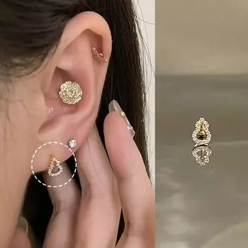 Ringring Store Medical Titanium Steel Ear Studs Titanium Alloy Ear Bone Stud Golden Earrings Fancy Ear Ear Bone Pin Earrings Golden Fulu Full 1
