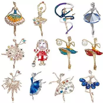 RINHOO гимнастка девушка цветок танцовщица хрустальные броши для женщин милая булавка бижутерия высокое качество корсаж модные свадебные украшения