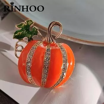 Rinhoo Хэллоуин эмалированные хрустальные тыквенные броши для женщин и мужчин призрачный череп ведьма шляпа тыквенные булавки растительный значок ювелирные изделия