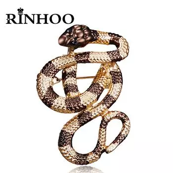Rinhoo уникальный дизайн змея броши женщины мужчины леди роскошные металлические змея животное брошь булавки пряжка вечеринка повседневный значок ювелирные изделия подарки